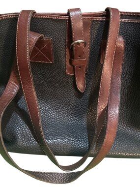 Vintage Dooney & Bourke AWL Black Tan Leather Tote All Weather Leather